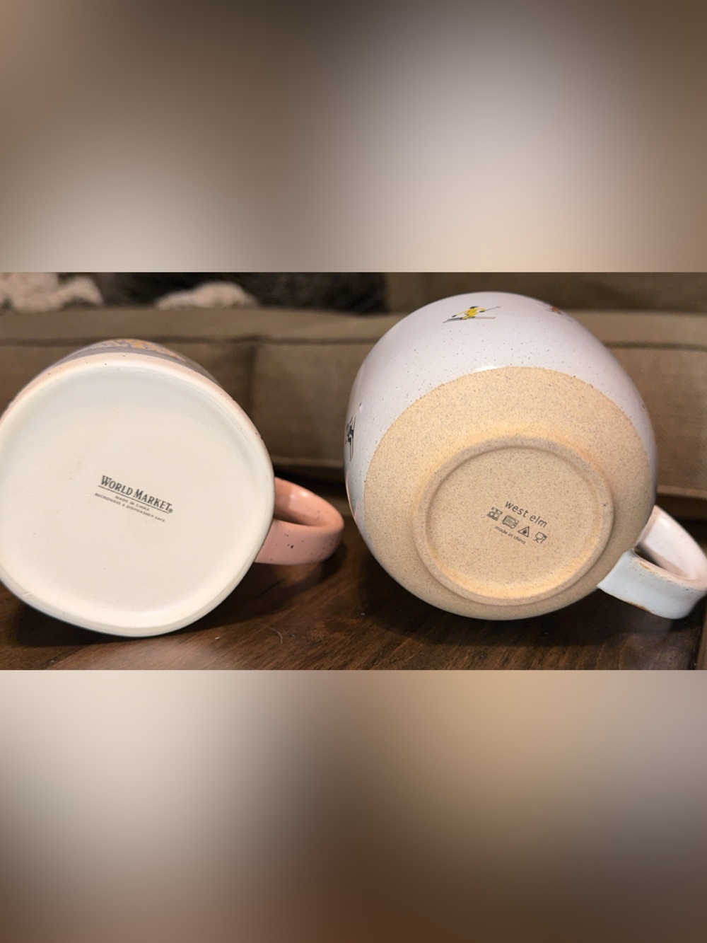 west elm/world market set of 2 coffee/tea mugs/cups snow ski/st jude/fox - Picture 2 of 7